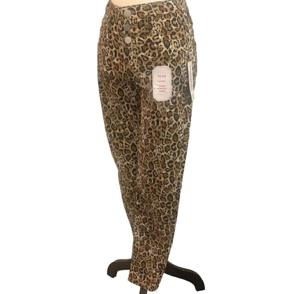 No Boundaries Womens Midrise Skinny Leopard Print Jeans Junior Size 5 Pants